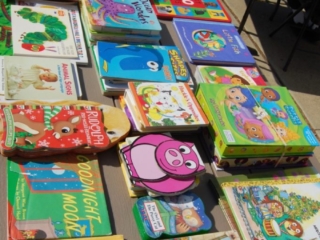 The free books are all set out for the children.
